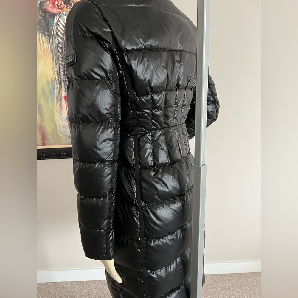 BCBGMaxAzria Long Black Quilted Down & Feather Puffer Coat – Sleek & Polished - Picture 10 of 16